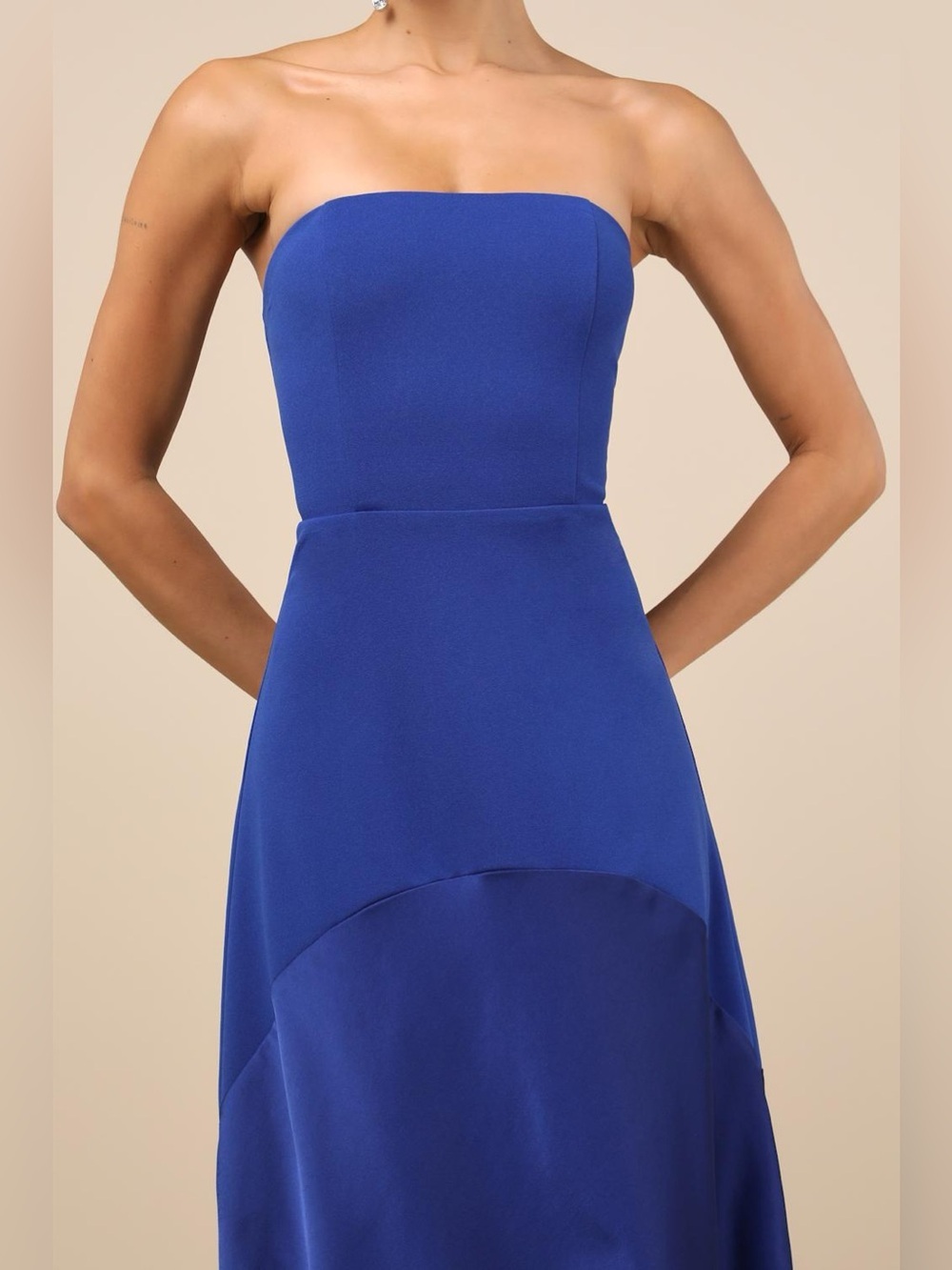 Lulus Compelling Style Royal Blue Strapless A-Line Maxi Dress Size Small Formal - Picture 3 of 16